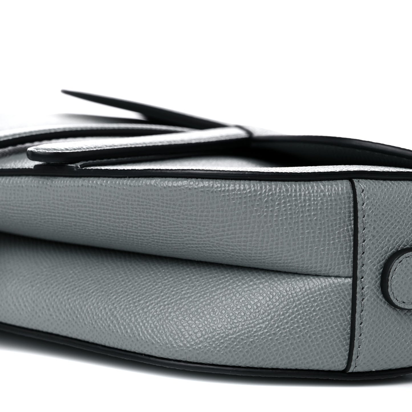 Grained Calfskin Saddle Bag Grey Stone