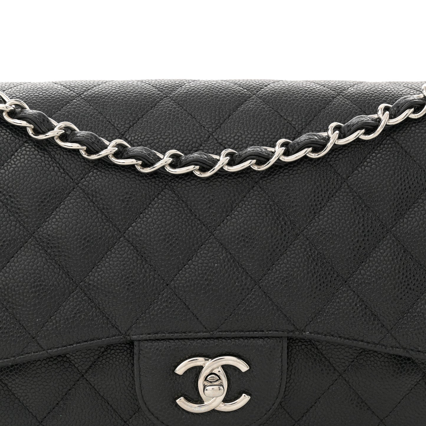 Caviar Quilted Jumbo Double Flap Black