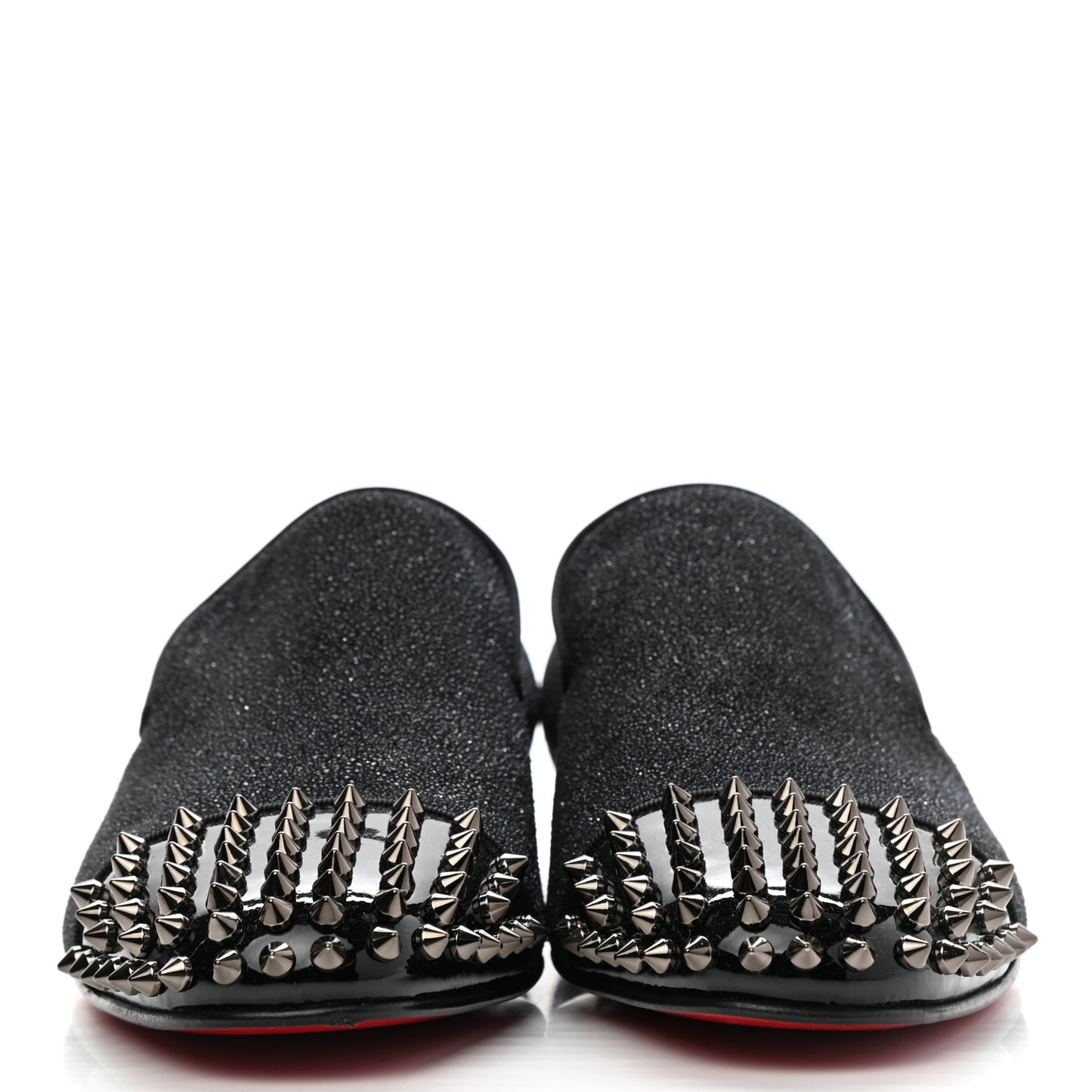 Glitter Patent Mens Spooky Spikes Flat Loafers 41 Black