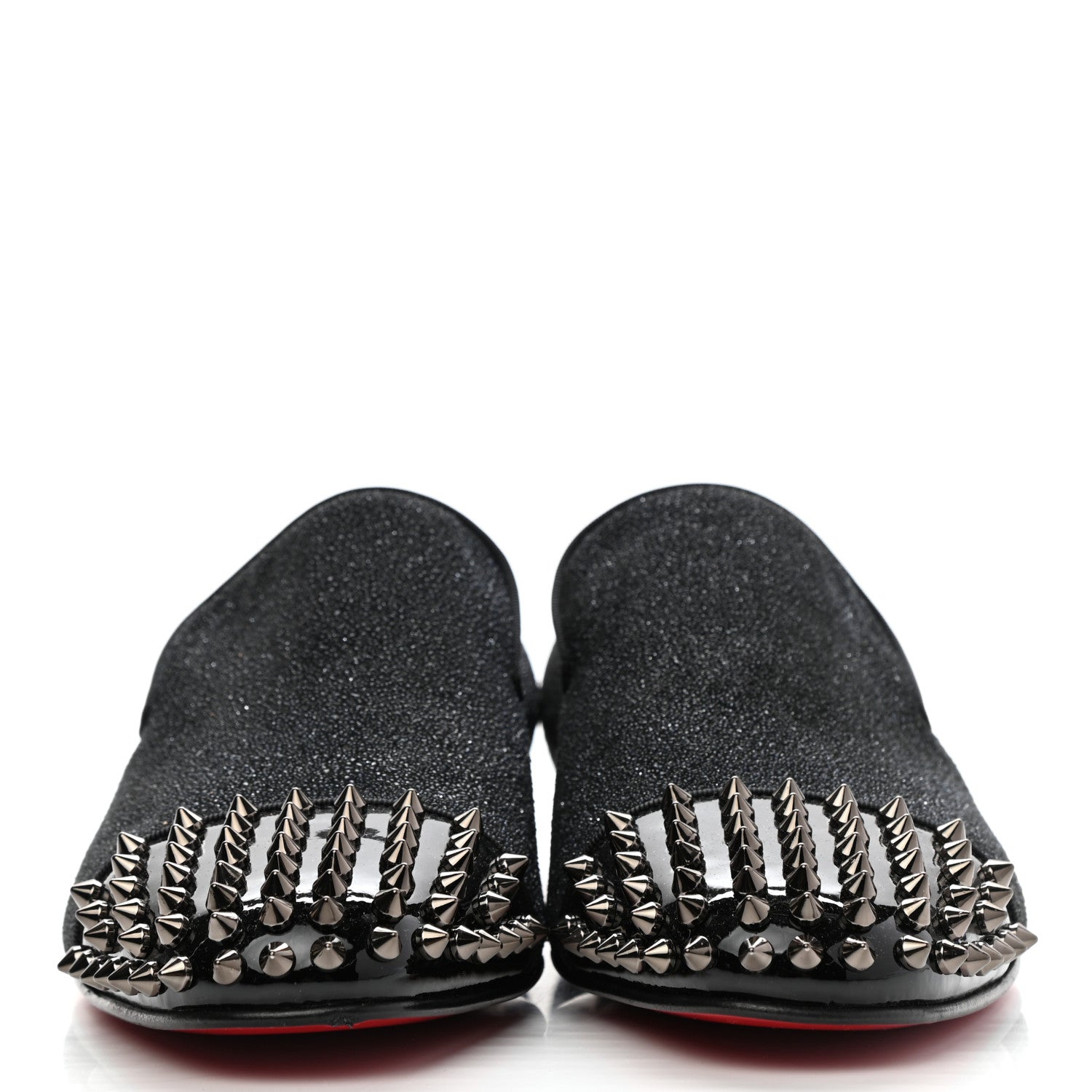 Christian Louboutin Glitter Patent Mens Spooky Spikes Flat Loafers 41 Black 2 of 8