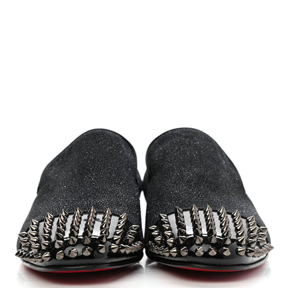 Christian Louboutin Glitter Patent Mens Spooky Spikes Flat Loafers 41 Black 2 of 8