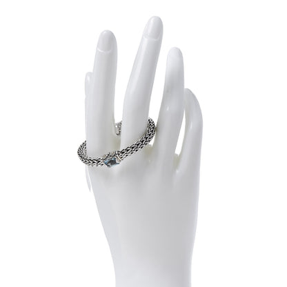 John Hardy Sterling Silver 18K Yellow Gold Blue Topaz 6.5mm Classic Chain Bracelet 2 of 4