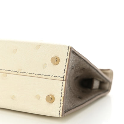 Hermes Ostrich Horseshoe Kelly Sellier Mini 20 Beton Gris Tourterelle 9 of 10