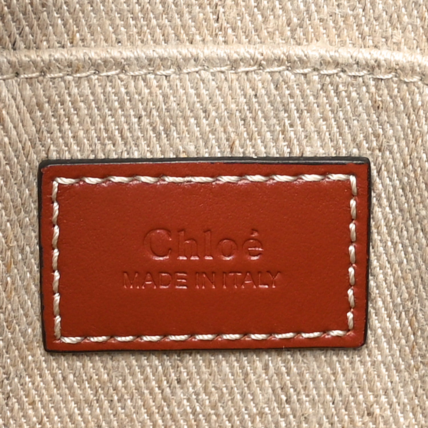 Chloe Linen Calfskin Medium Woody Ribbon Tote White Brown 6 of 10