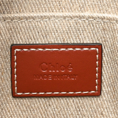 Chloe Linen Calfskin Medium Woody Ribbon Tote White Brown 6 of 10