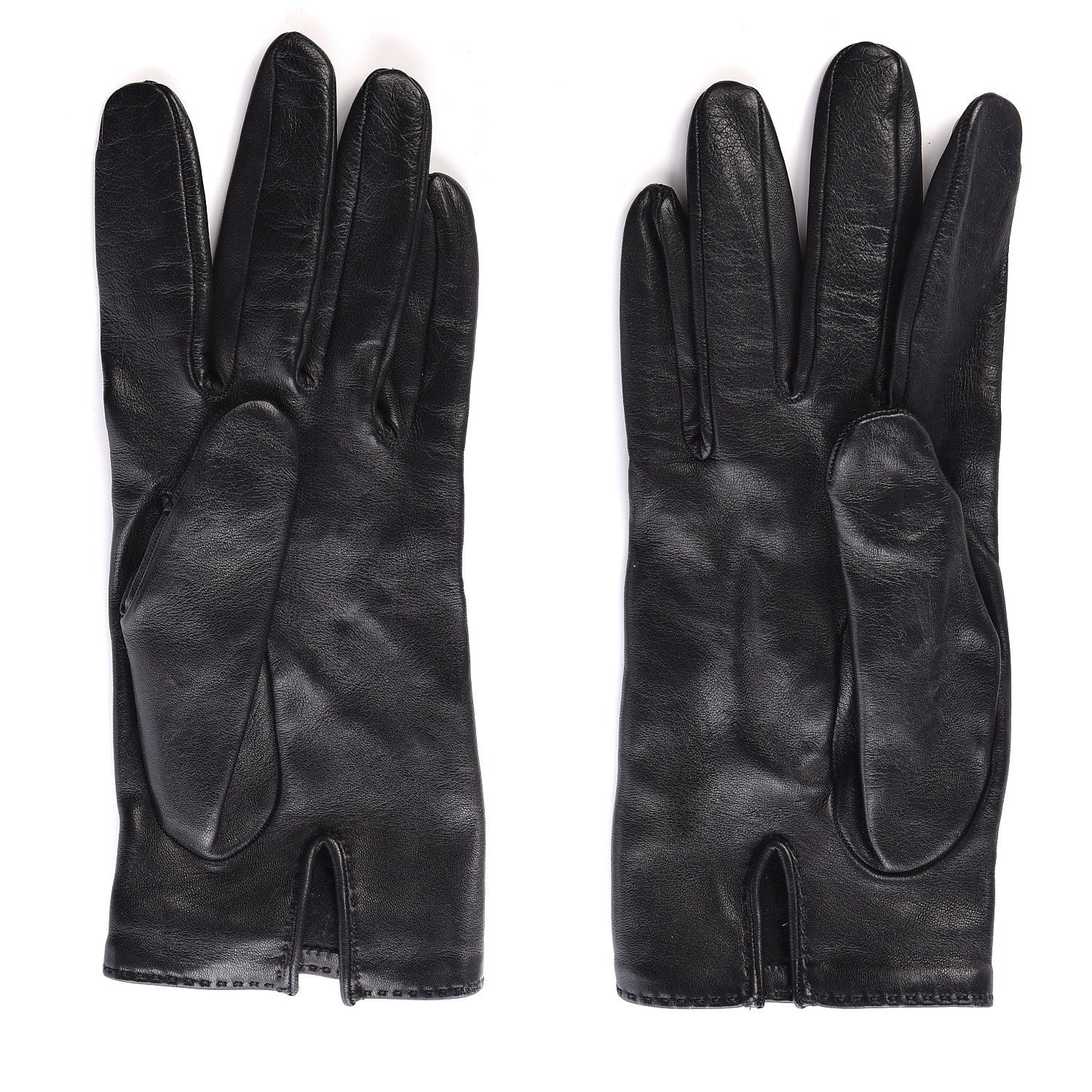 Hermes Lambskin Soya Kelly Lock Gloves 8.5 Black 2 of 4