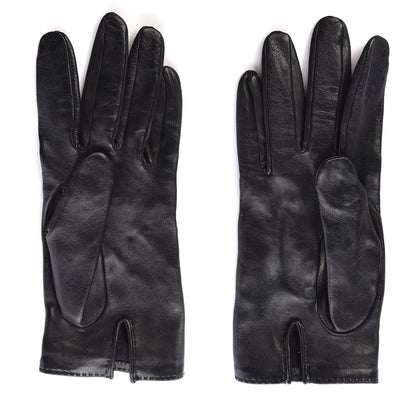 Hermes Lambskin Soya Kelly Lock Gloves 8.5 Black 2 of 4
