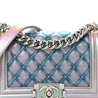Chanel Iridescent Patent Calfskin PVC Quilted Small Boy Flap Light Purple 8 of 14