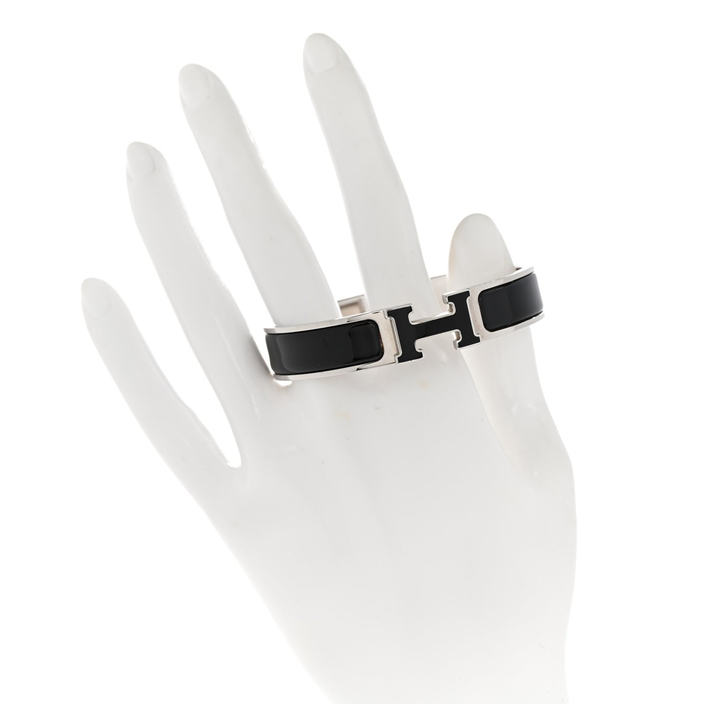 Enamel Narrow Clic Clac H Bracelet PM Black