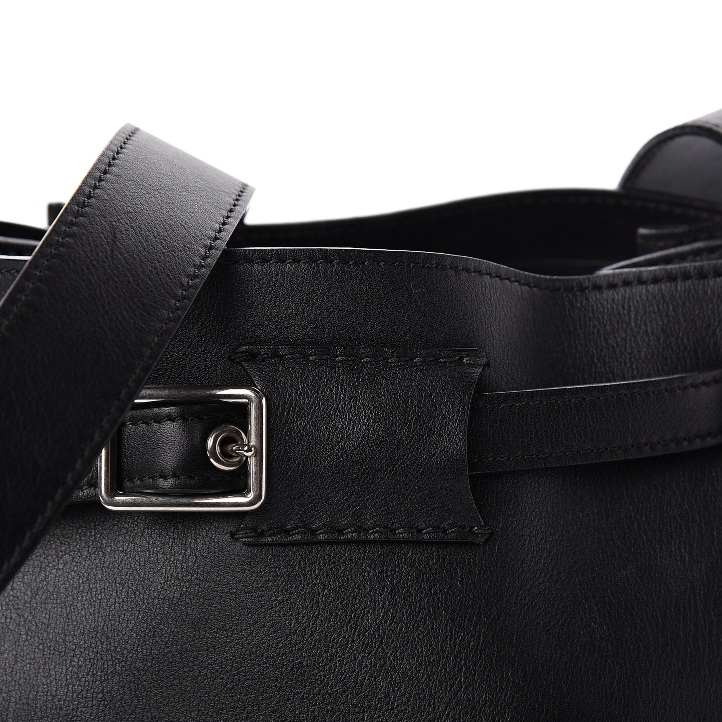 Smooth Calfskin Long Strap Big Bucket Bag Black