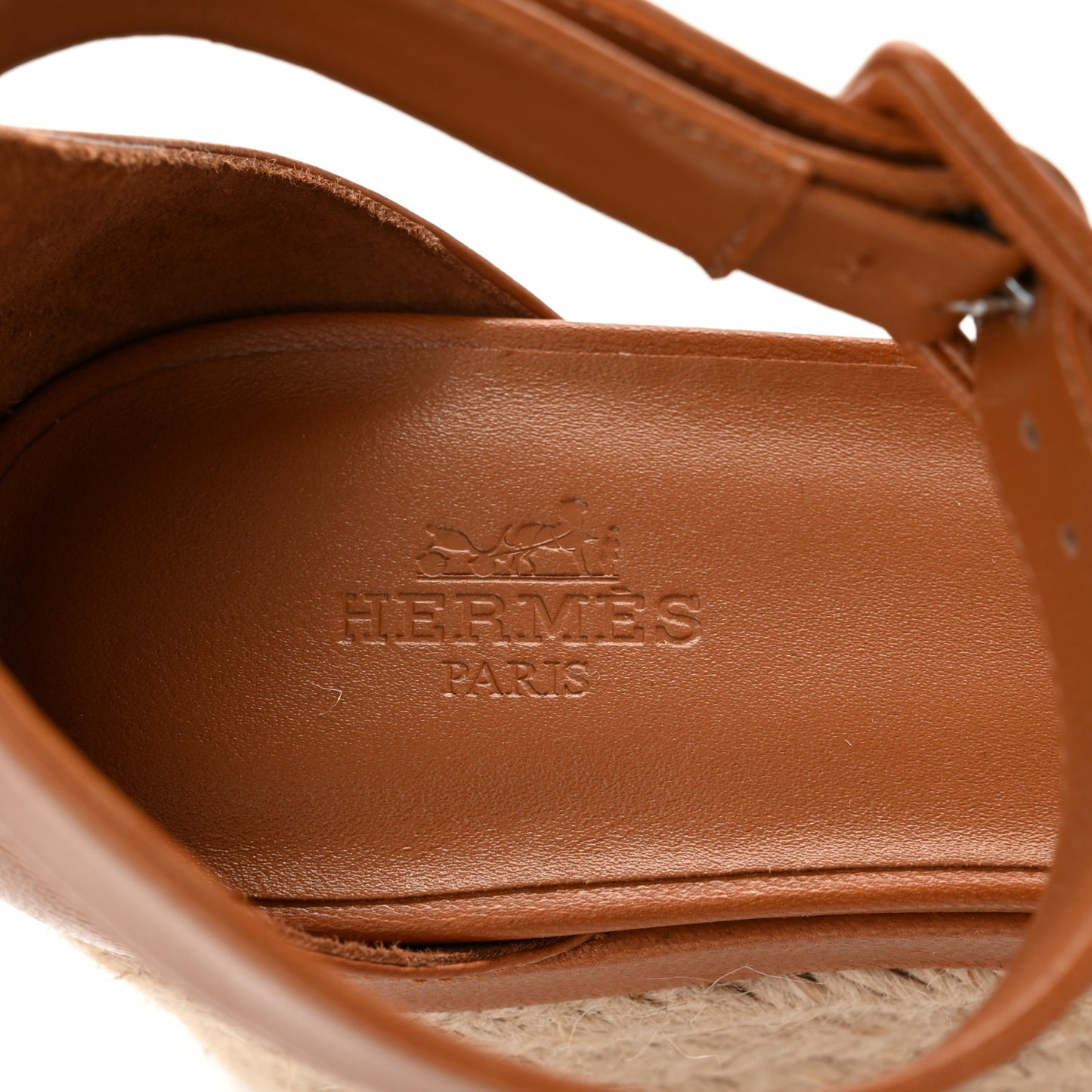 Goatskin Elda Espadrille Wedge Sandals 39 Marron Glaise