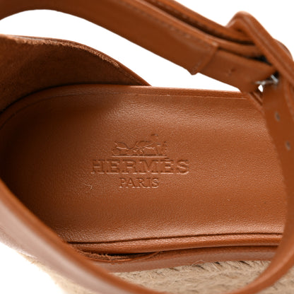 Hermes Goatskin Elda Espadrille Wedge Sandals 39 Marron Glaise 7 of 9