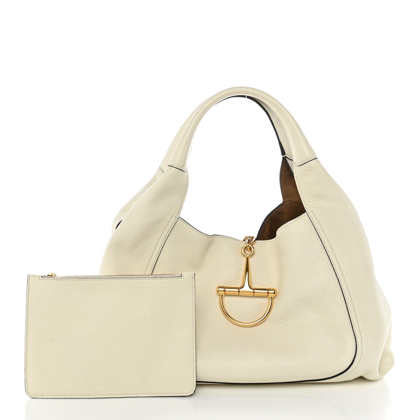 Grained Calfskin Softbit Maxi Shoulder Bag Dusty White