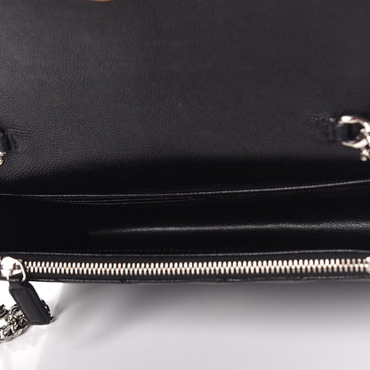 Saint Laurent Grain De Poudre Matelasse Chevron Monogram Envelope Chain Wallet Black 5 of 8