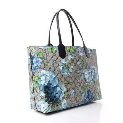 Gucci GG Supreme Monogram Blooms Medium Reversible Tote Beige Blue Navy 3 of 17