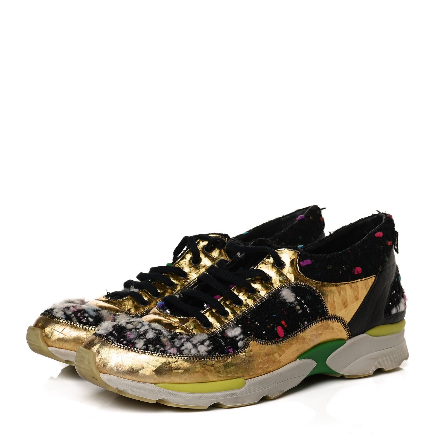 Chanel Tweed Lambskin Runway Sneakers 40 Black Multicolor 3 of 15