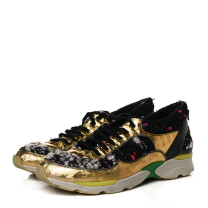 Chanel Tweed Lambskin Runway Sneakers 40 Black Multicolor 3 of 15