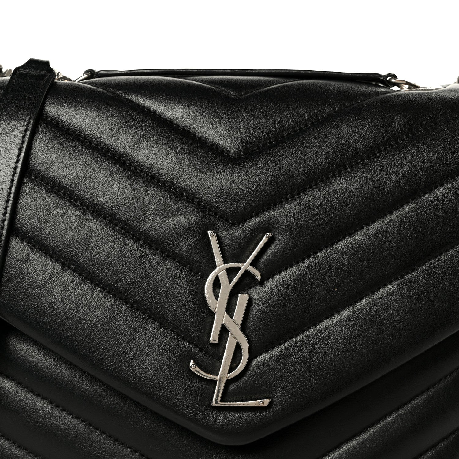 Saint Laurent Calfskin Y Quilted Monogram Medium Loulou Chain Satchel Black 9 of 11