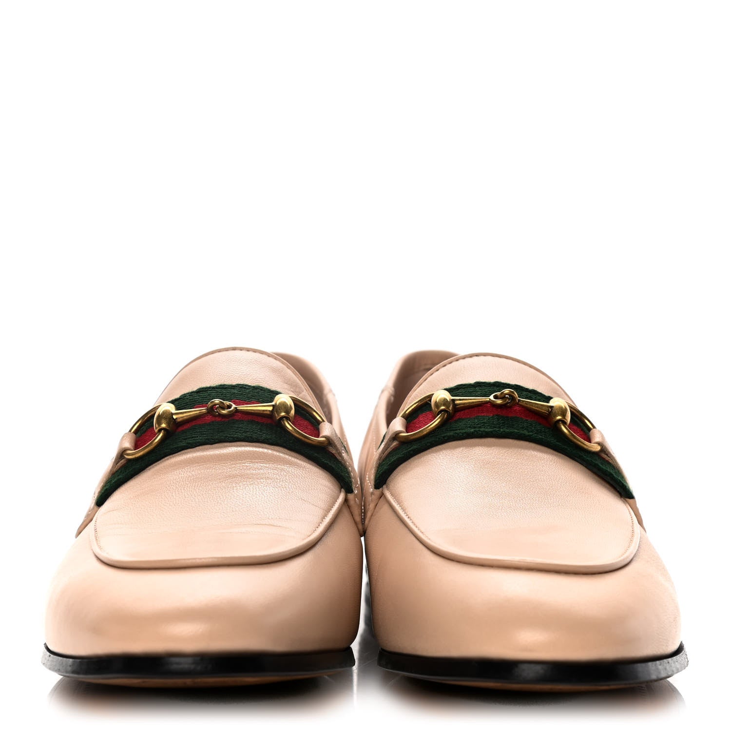 Gucci Malaga Kid Web Womens Horsebit Loafers 37.5 Skin Rose 2 of 11