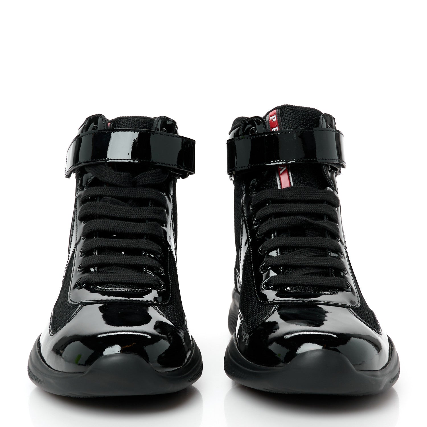 Prada Patent Technical Fabric Mens America's Cup High Top Sneakers 8.5 Black 3 of 10