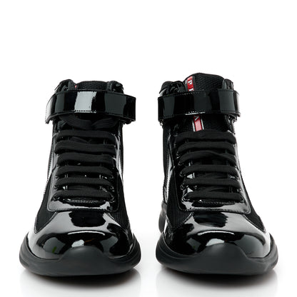 Prada Patent Technical Fabric Mens America's Cup High Top Sneakers 8.5 Black 3 of 10