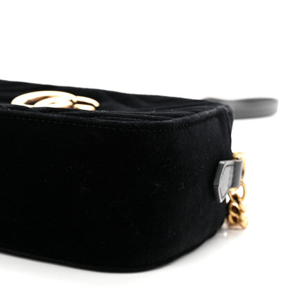 Gucci Velvet Matelasse Small GG Marmont Chain Shoulder Bag Black 10 of 11
