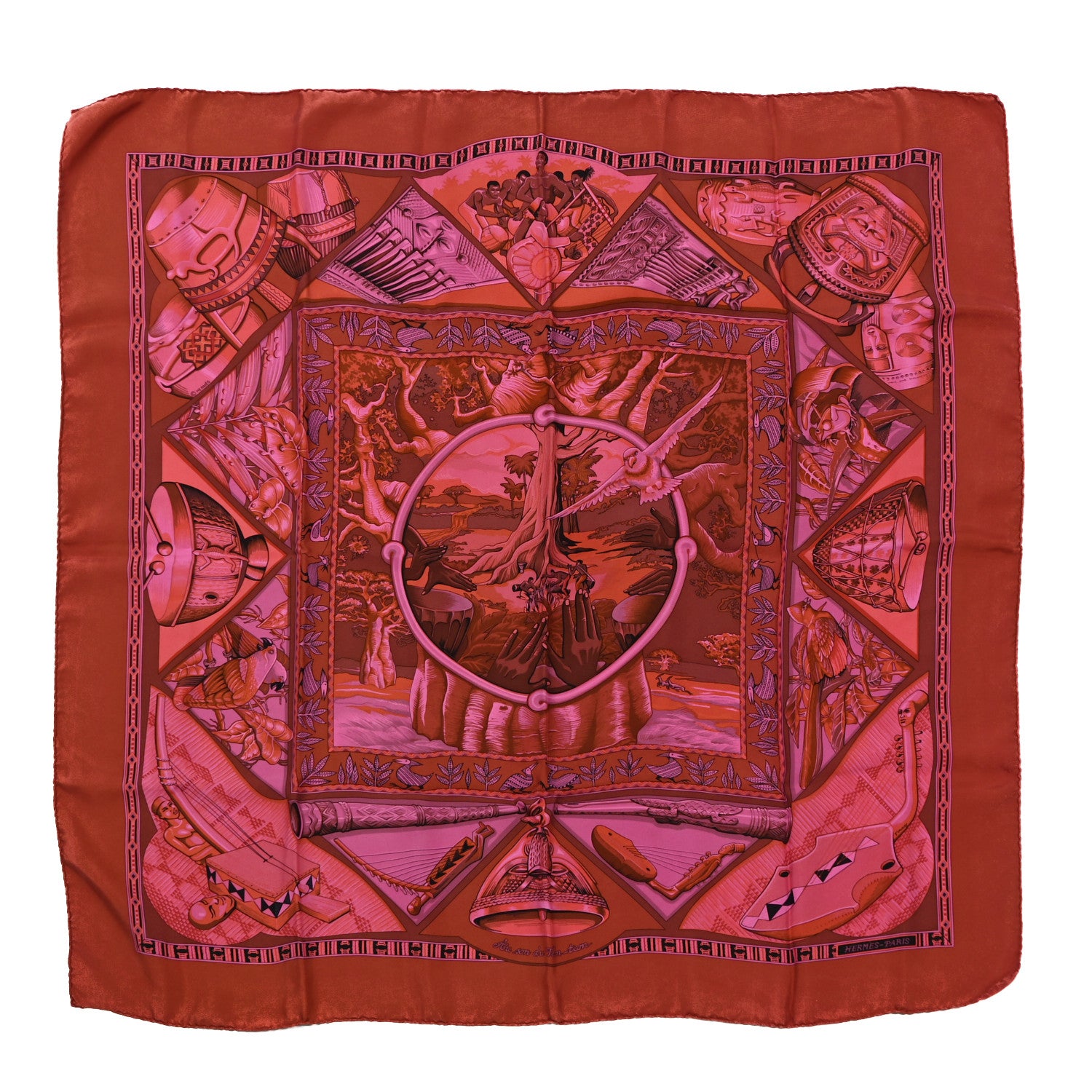 Hermes Silk Au Son du Tam Tam Scarf 90 1 of 8