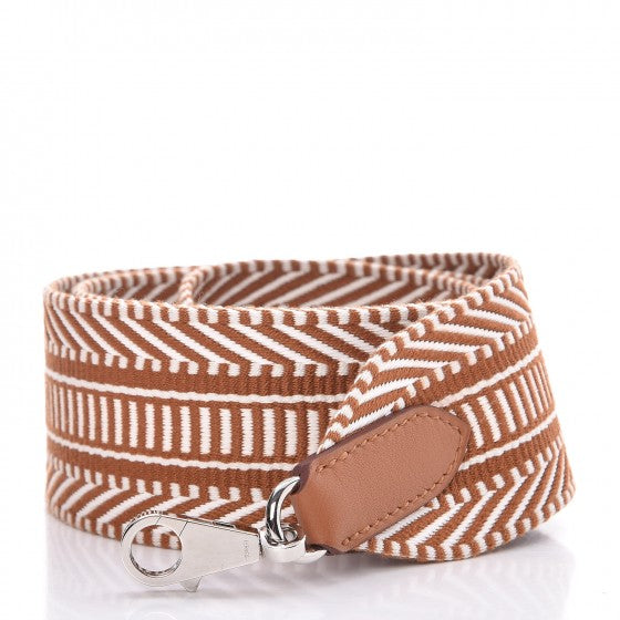 Hermes Toile Swift 50mm Sangle Cavale Shoulder Strap Ecru Beige Gold 2 of 6