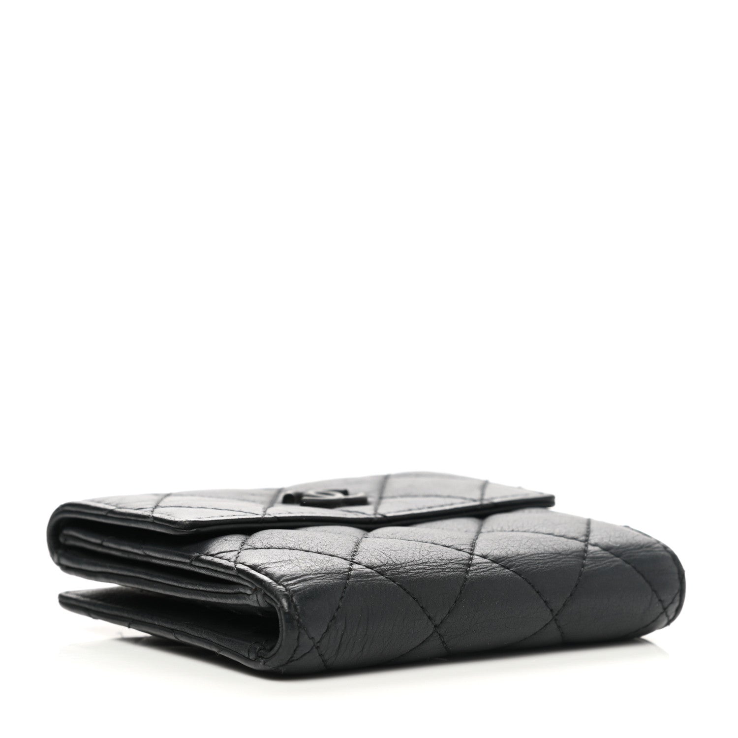 Chanel Lambskin Quilted Compact Flap Wallet Black 3 of 10