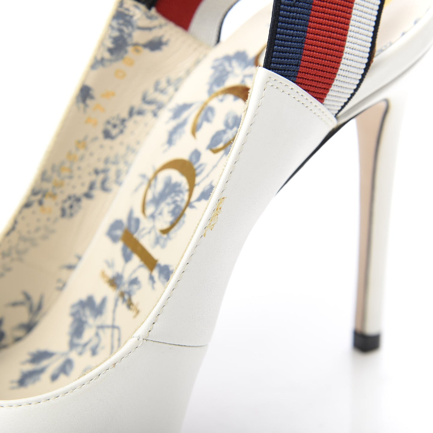 Calfskin Glitter Web High Heel Slingback Pumps 37.5 White