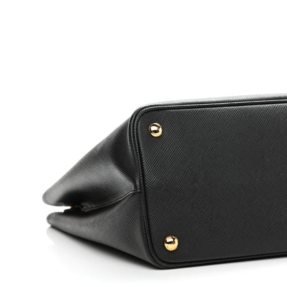 Prada Saffiano Cuir Medium Double Bag Black Fuoco 8 of 14