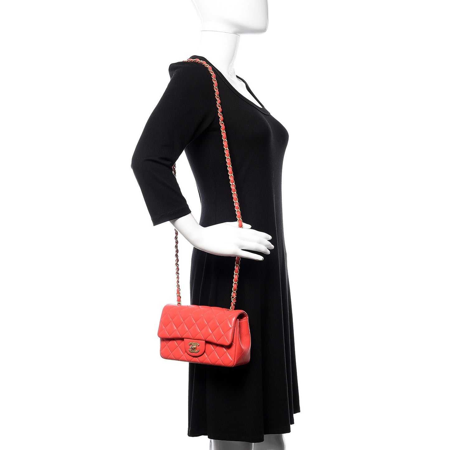 Lambskin Quilted Mini Rectangular Flap Red