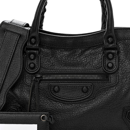 Balenciaga Chevre Black Metallic Edge Hardware S City Black 7 of 9