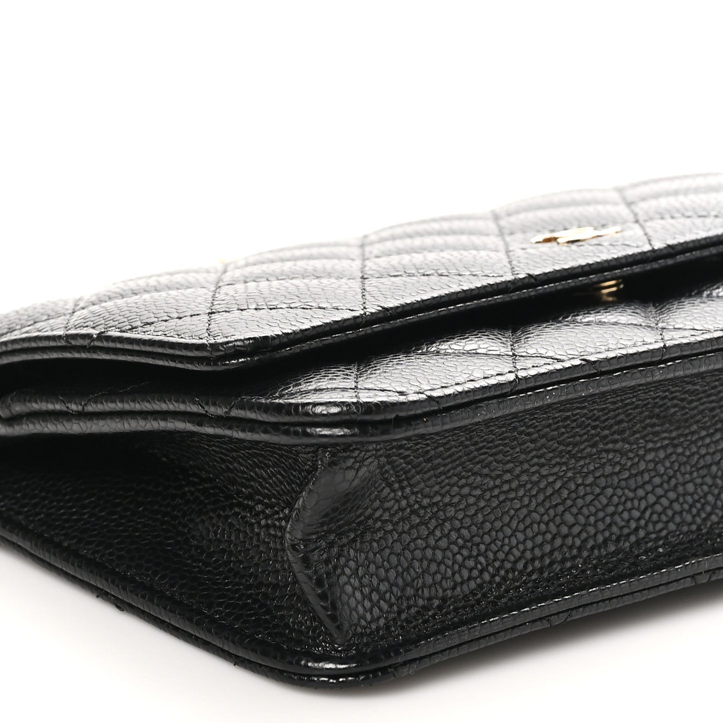 Caviar Quilted Wallet on Chain WOC Black