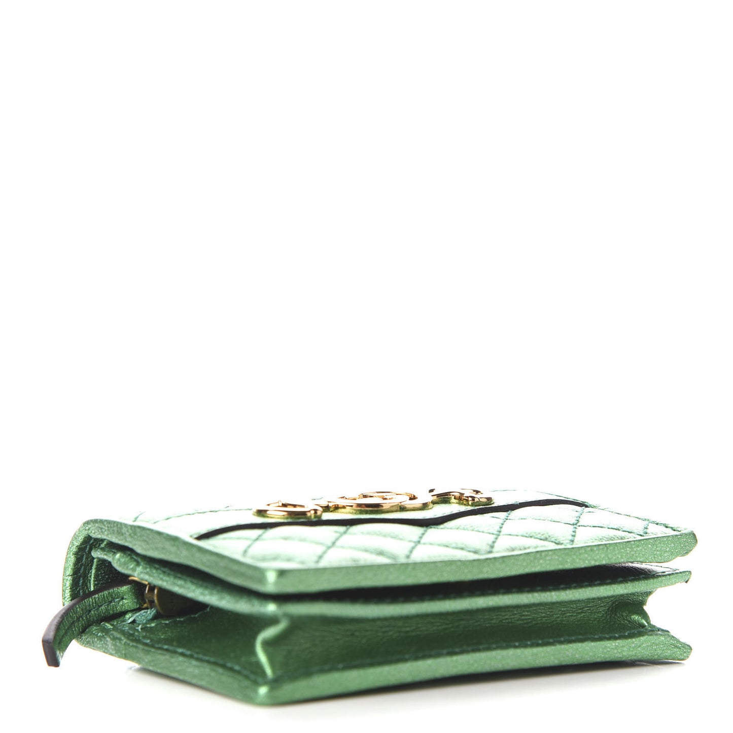 Laminated Nappa Trapuntata Zumi Card Case Jasmine Green