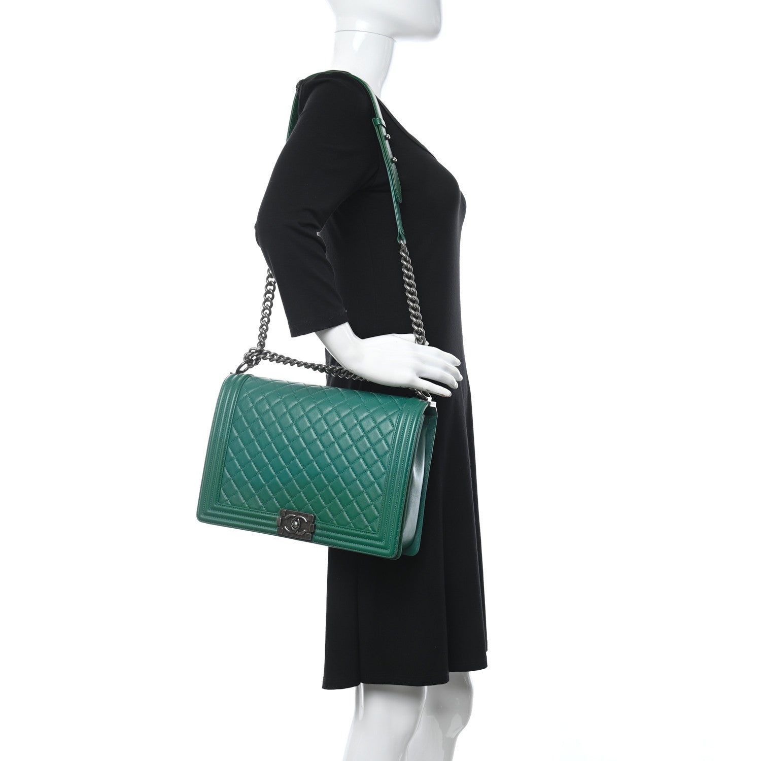 Chanel Lambskin Quilted Large Boy Flap Green 2 of 16