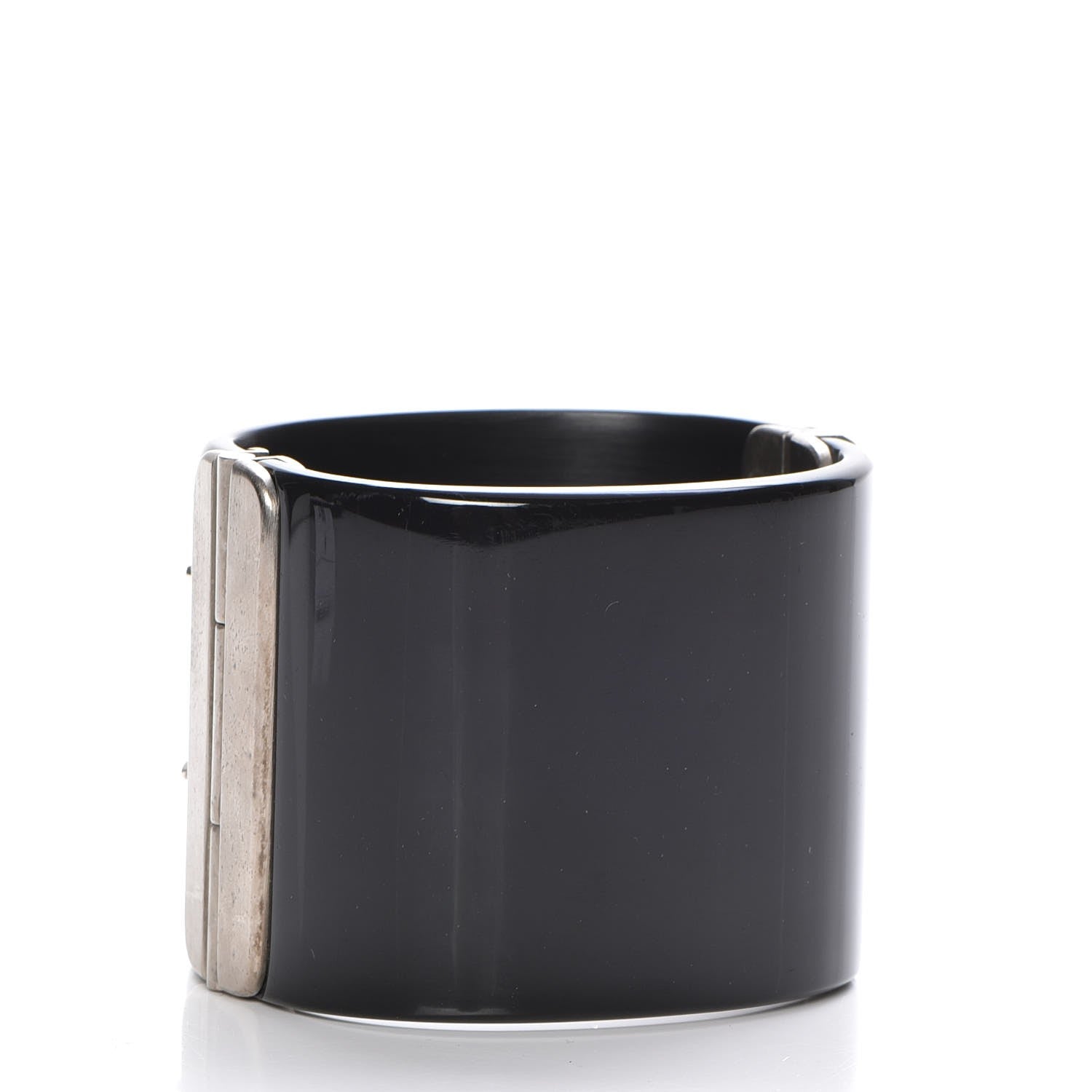 Chanel Resin Crystal Baguette CC Wide Cuff Black 3 of 6