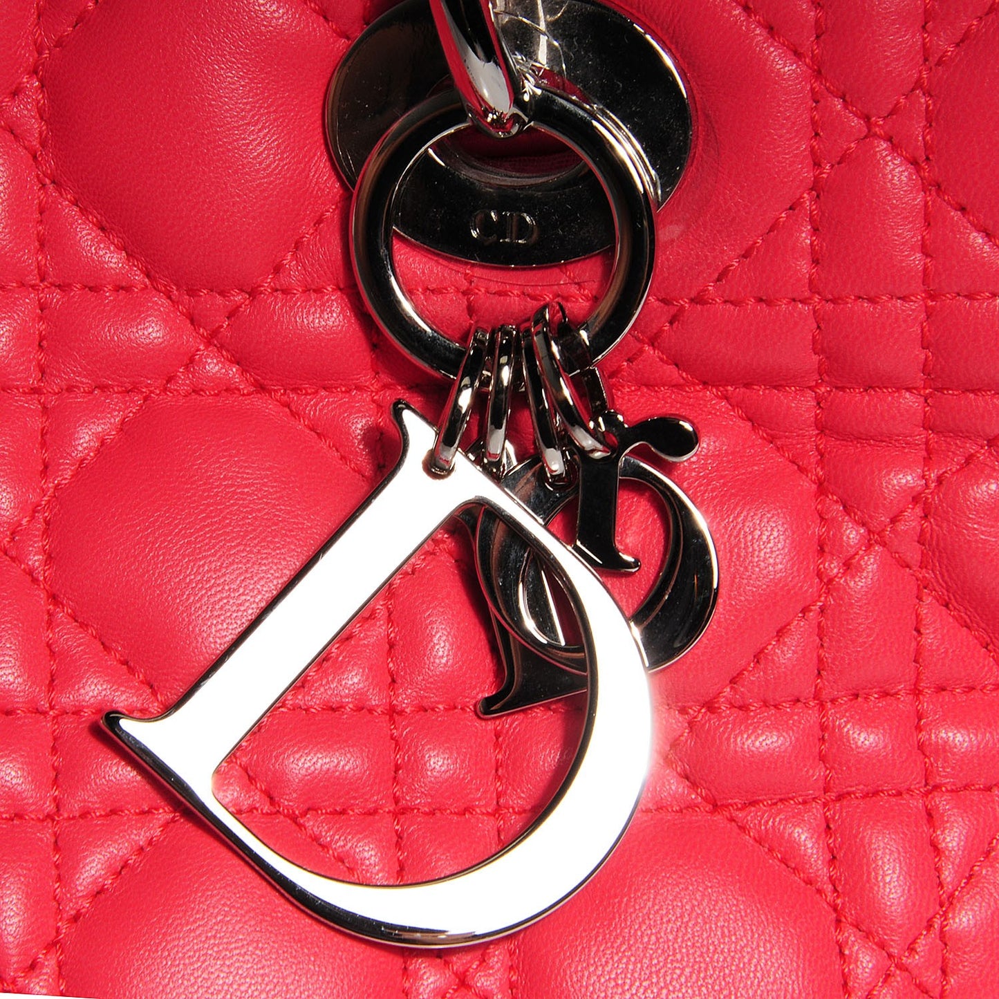 Lambskin Cannage Small Dior Soft Shopping Tote Coral