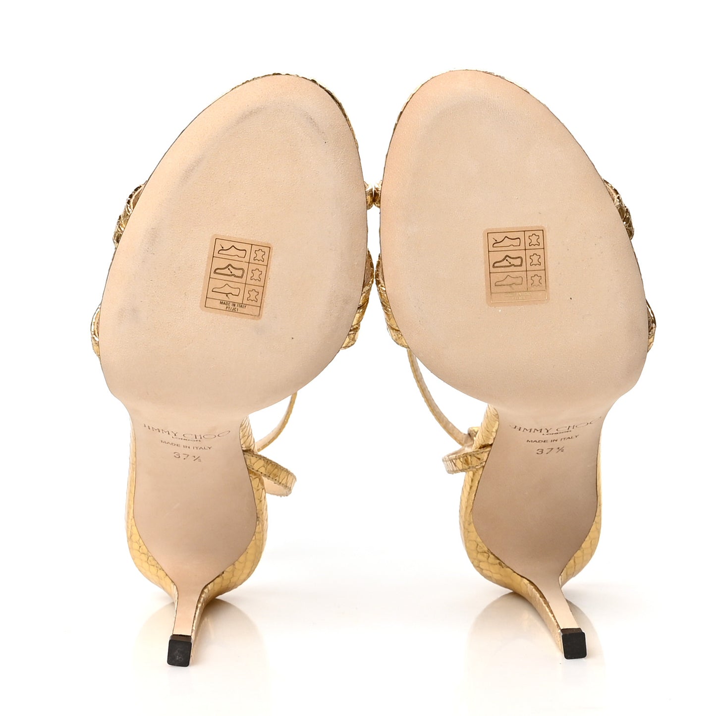 Snakeskin Embossed Tesca 100 Sandals 37.5 Gold