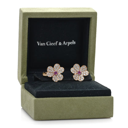Van Cleef & Arpels 18K Rose Gold Diamond Pink Sapphire Small Frivole Earrings 5 of 5