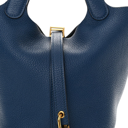 Hermes Taurillon Maurice Picotin Lock 18 PM Deep Blue 8 of 14