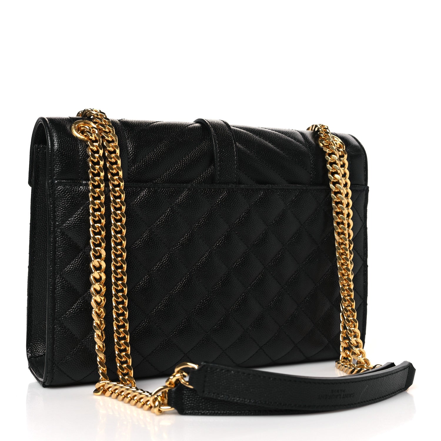 Saint Laurent Grain De Poudre Textured Mixed Matelasse Triquilt Medium Monogram Satchel Black 3 of 8