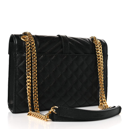 Saint Laurent Grain De Poudre Textured Mixed Matelasse Triquilt Medium Monogram Satchel Black 3 of 8