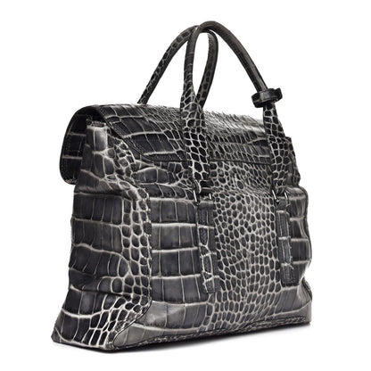 3.1 Phillip Lim Calfskin Crocodile Embossed Large Pashli Satchel Antique Grey 2 of 4