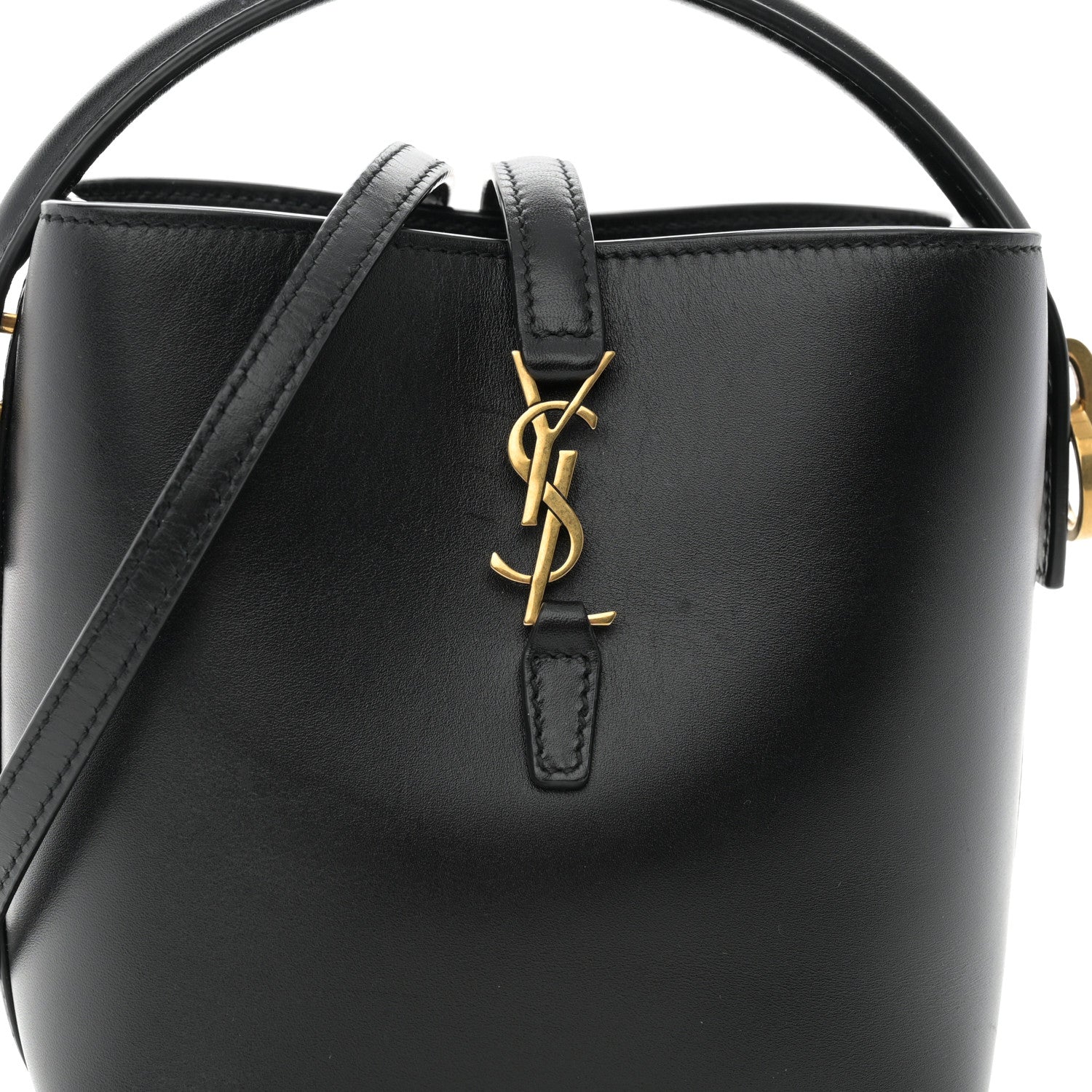 Saint Laurent Shiny Calfskin Le 37 Mini Bucket Bag Black 7 of 9