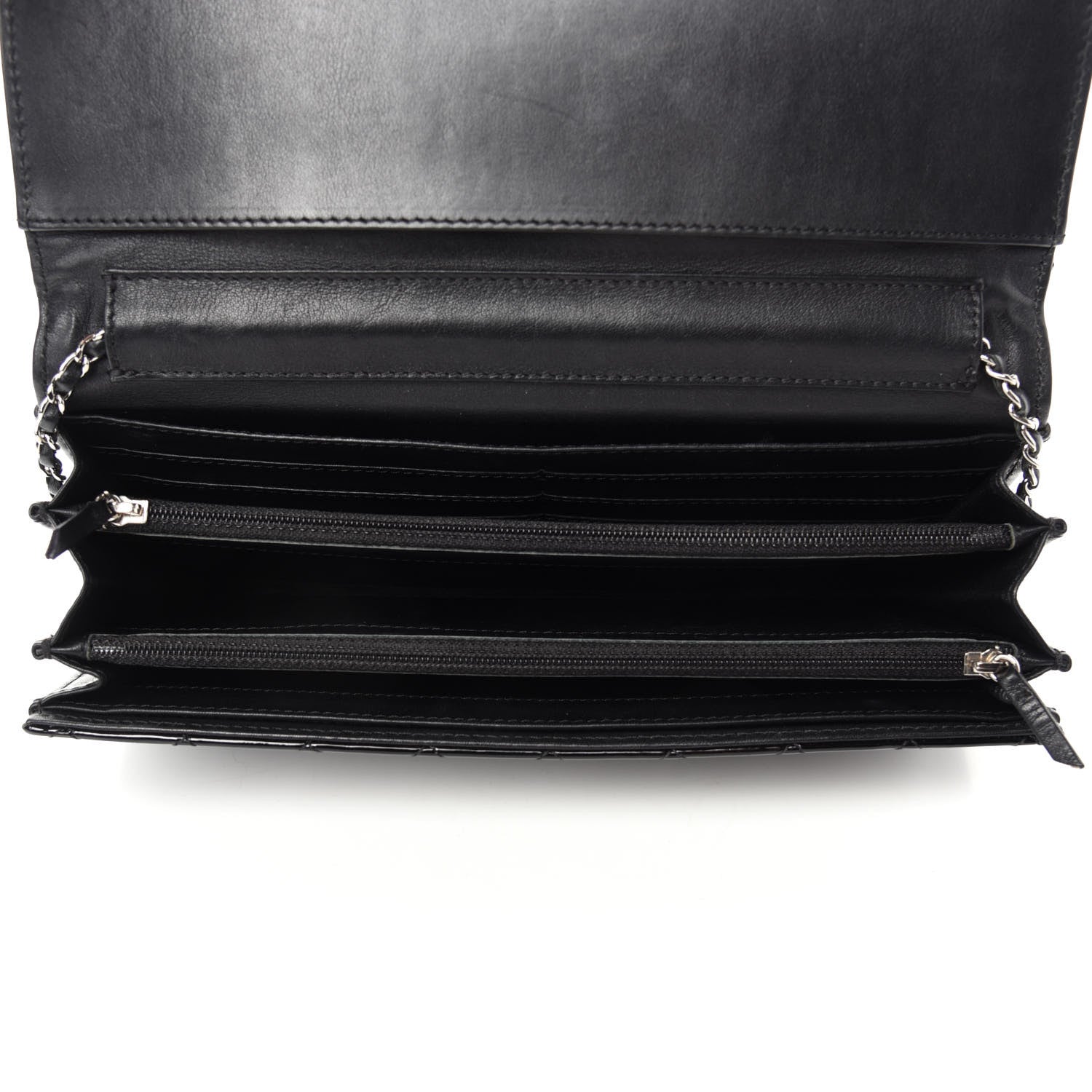 Chanel Patent Calfskin Quilted Brilliant East West Flap Clutch Black 5 of 11