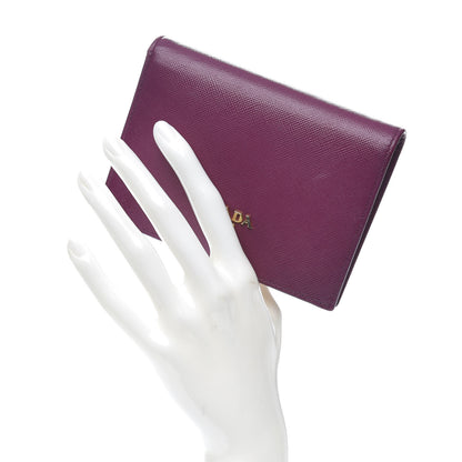 Prada Saffiano Metal Bi-Fold Wallet Purple 2 of 9
