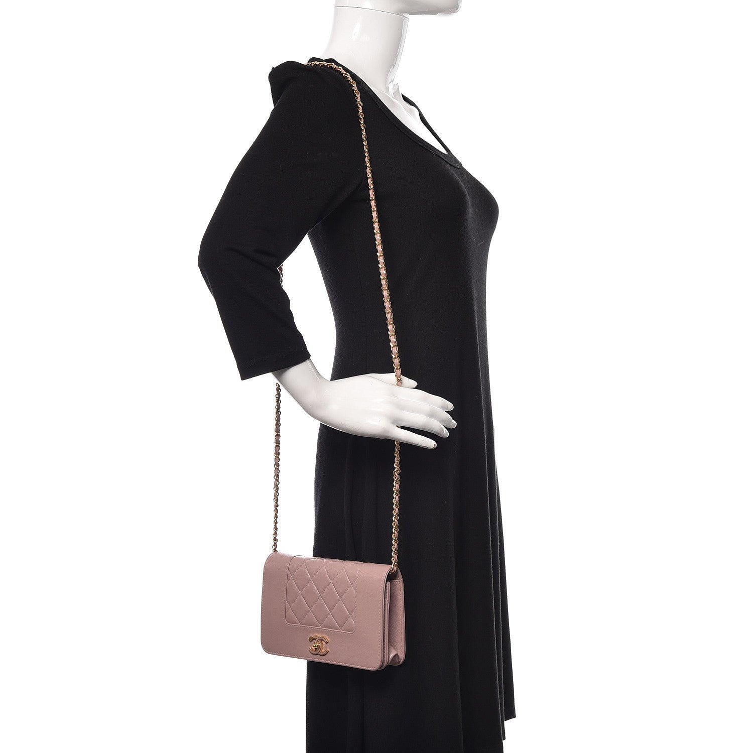 Chanel Sheepskin Quilted Mademoiselle Vintage Wallet On Chain WOC Pink 2 of 12