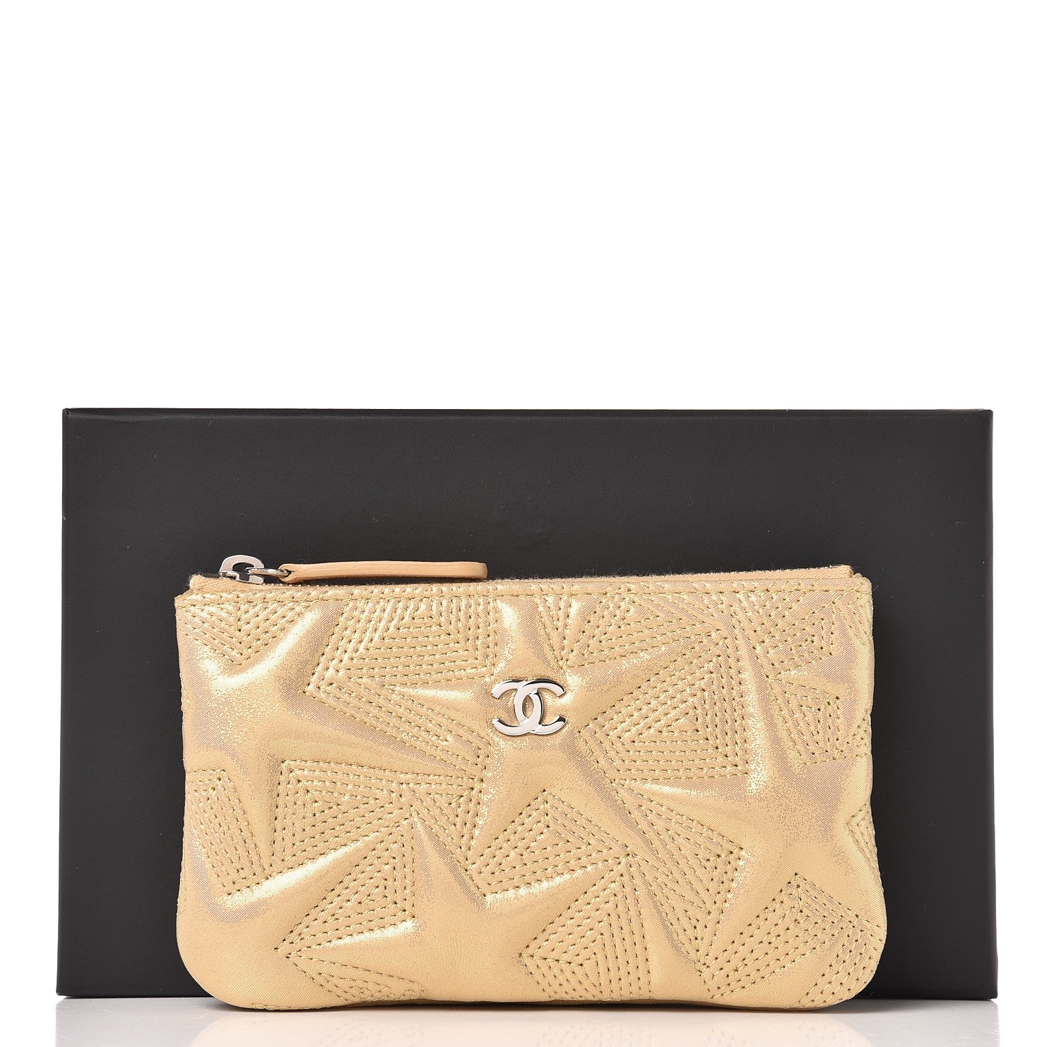 Chanel Metallic Lambskin Star Embossed Coin Purse Case Gold 8 of 8