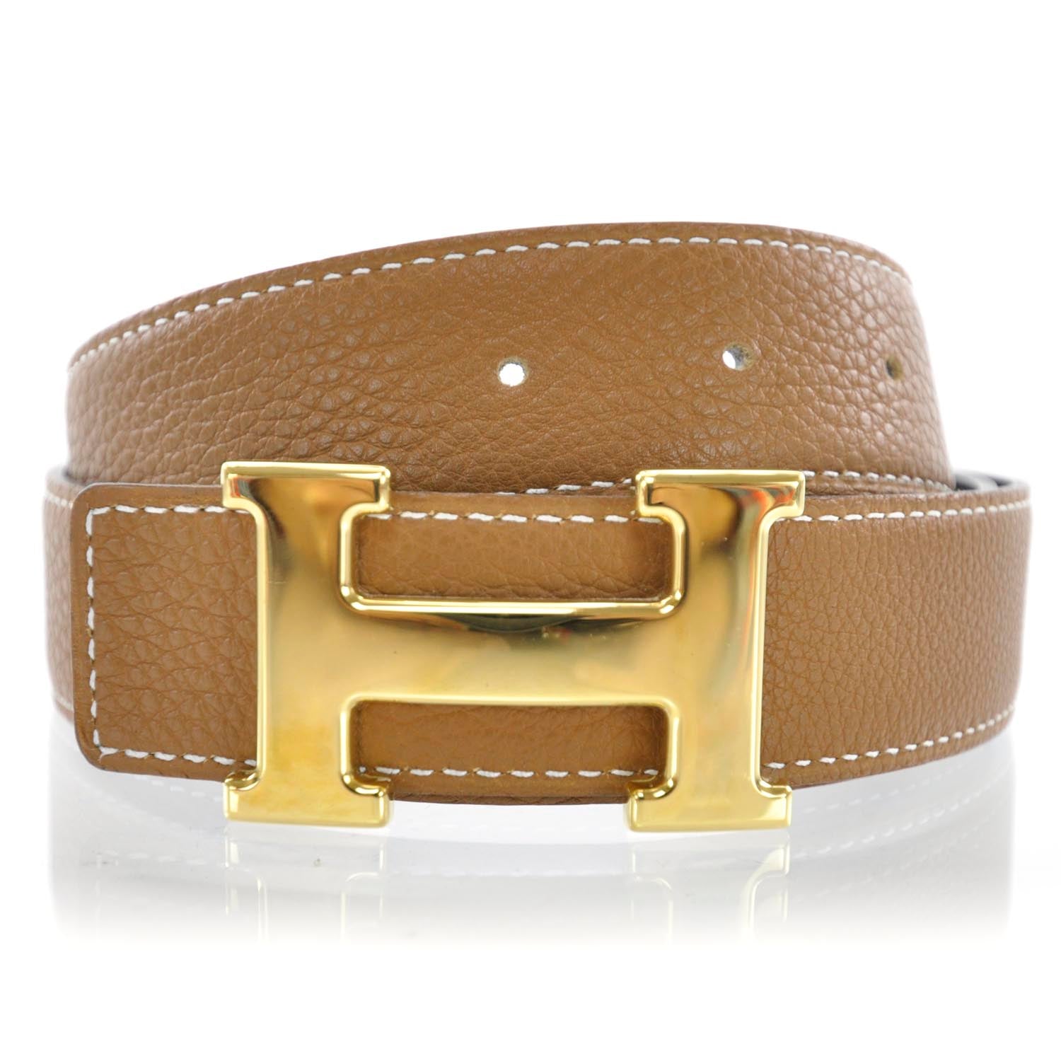 Hermes Leather Reversible H Belt 90 Black Gold 4 of 4